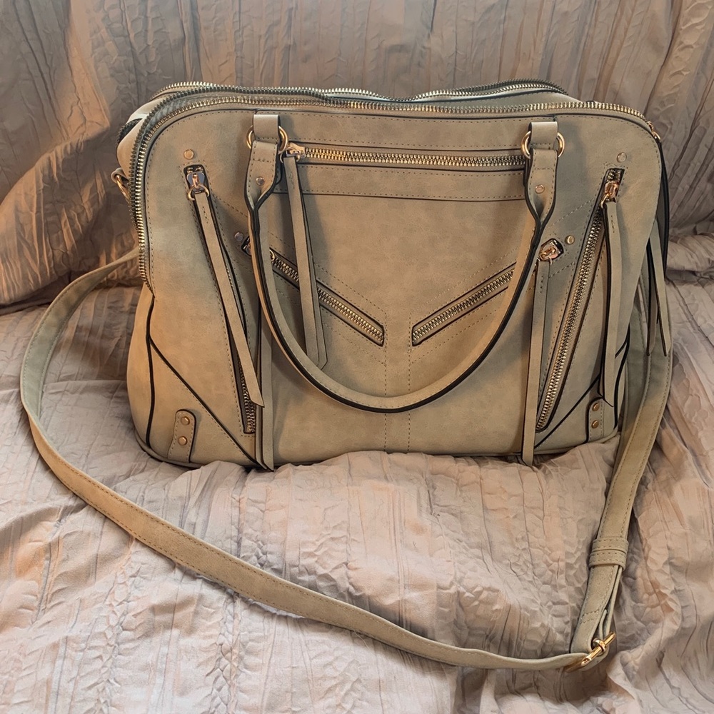 Light Gray Violet Ray Crossbody Satchel Purse